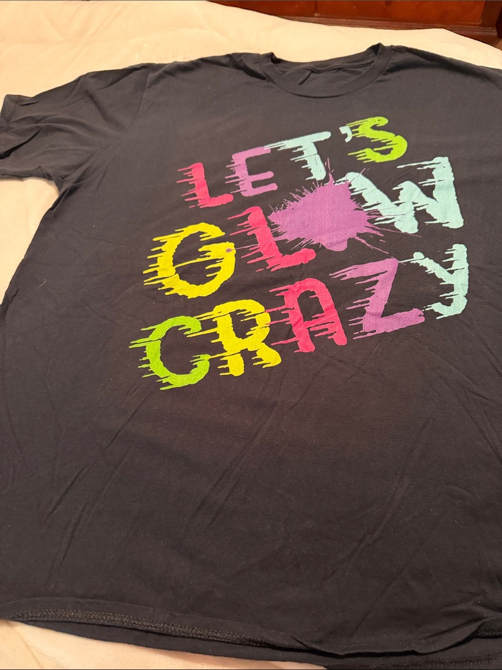 Graphic Short Sleeve Tee - Black with Neon Print